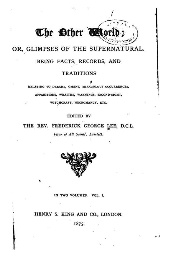 The Other World Or, Glimpses Of The Supernatural(1875) cover