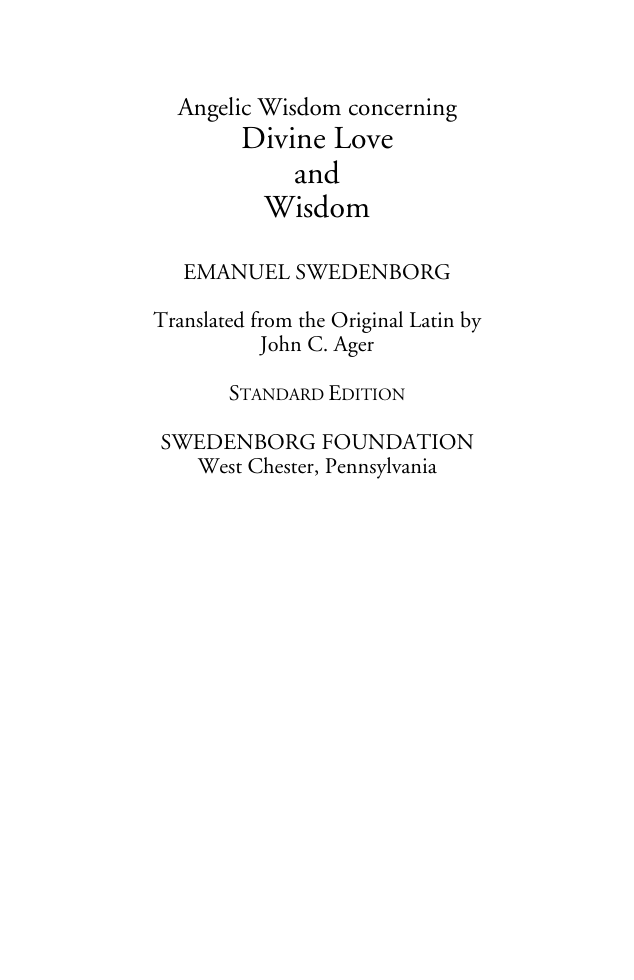 Emanuel Swedenborg - Angelic Wisdom Concerning Divine Love And Wisdom cover