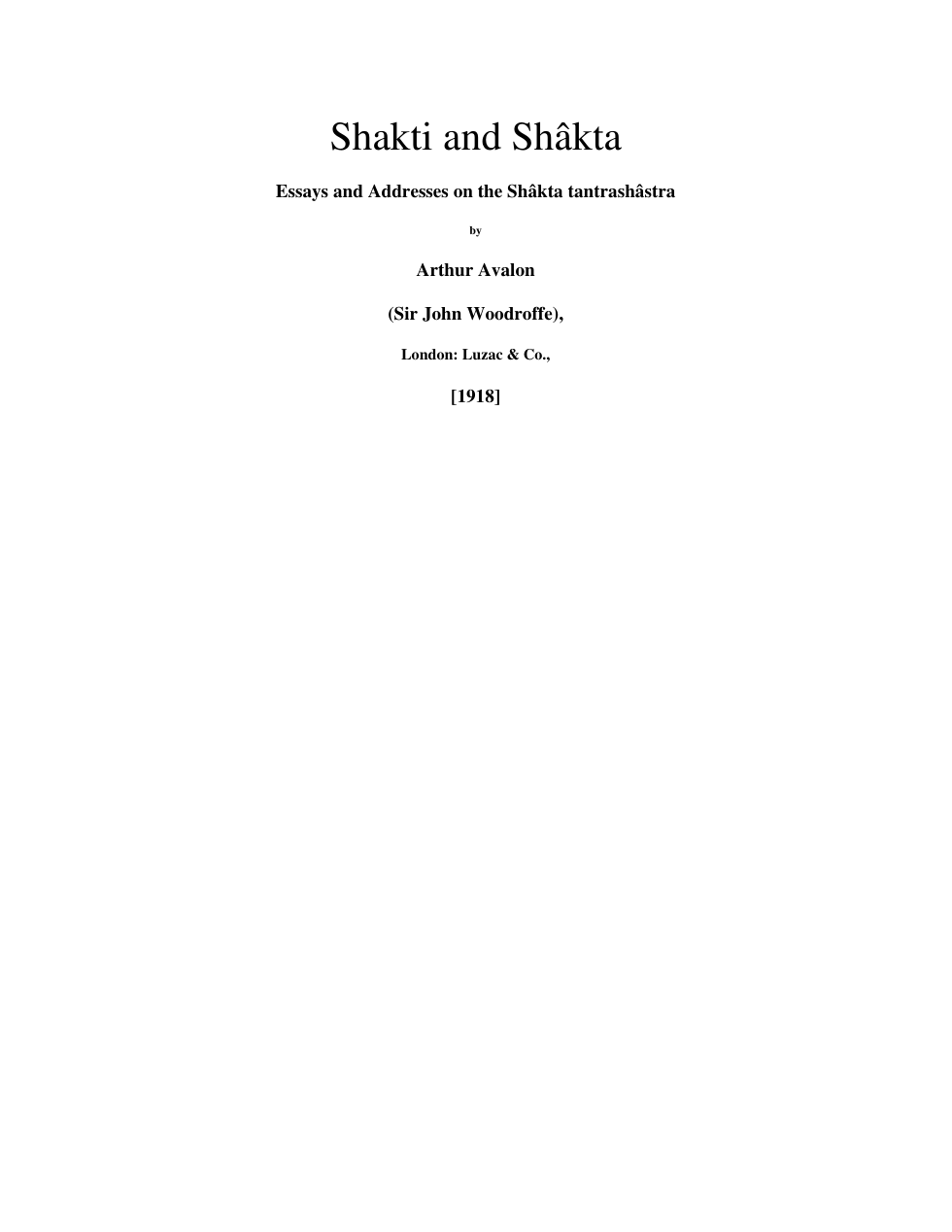Shakti and Shakta-By Arthur Avalon cover