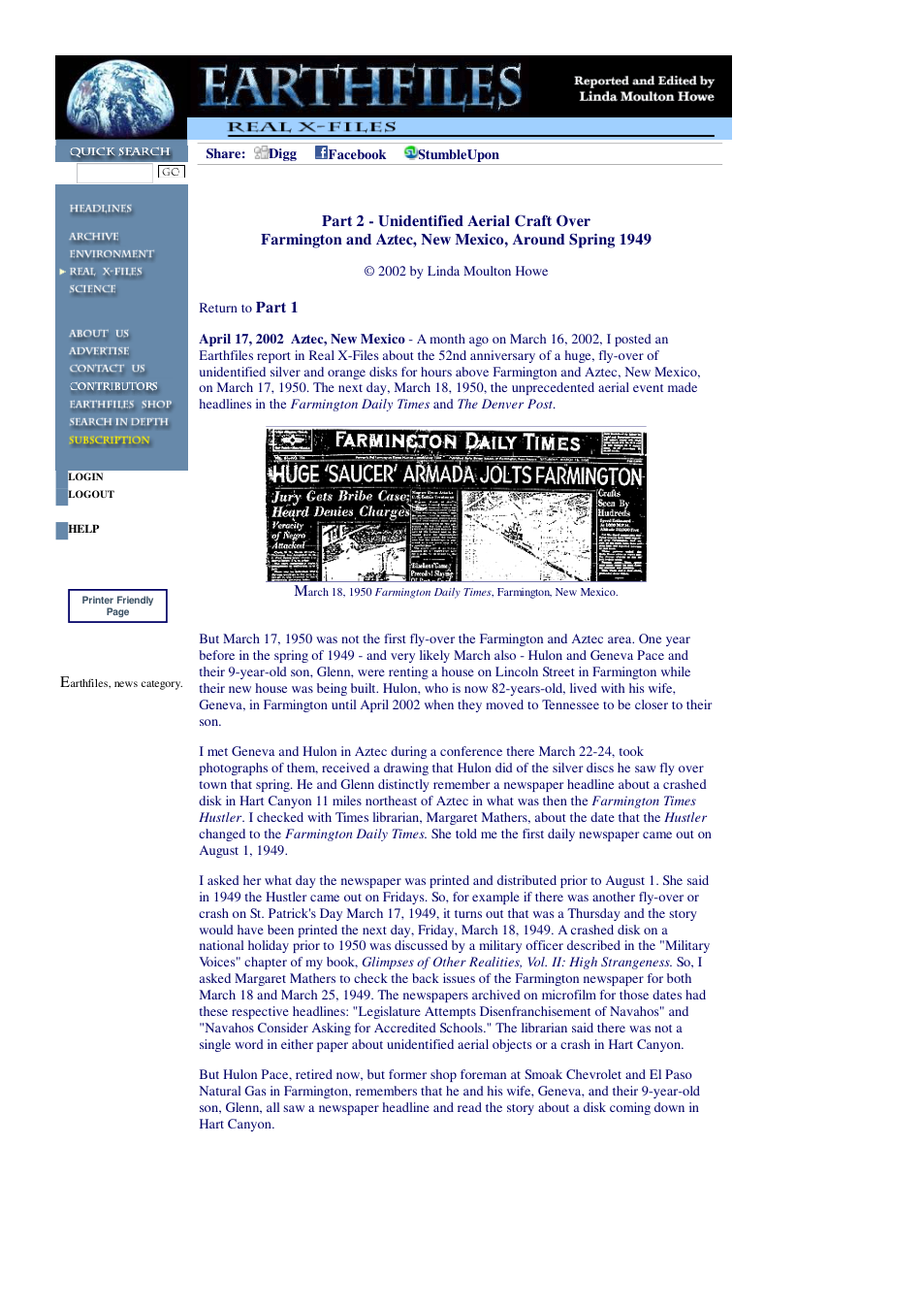 04 17 2002 Part 2 - Unidentified Aerial Craft Over Farmington and Aztec, New Mexico in Spring 1949 cover