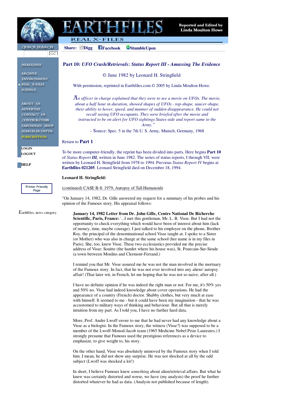 04 19 2005 Part 10 UFO Crash Retrievals Status Report III - Amassing The Evidence June 1982 by Leonard H. Stringfield cover