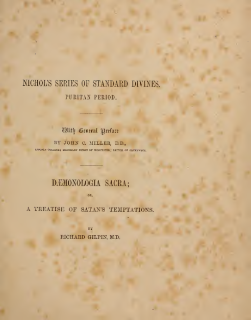 Daemonologia Sacra Or, A Treatise Of Satan's Temptations (1867) cover