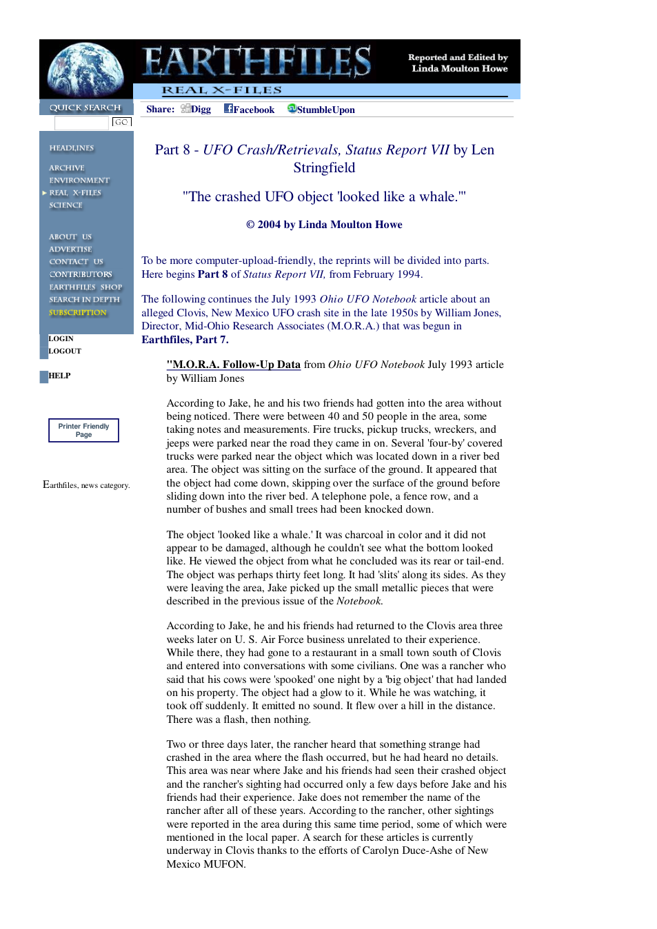 01 21 2004 Part 8 - UFO Crash Retrievals, Status Report VII by Len Stringfield cover