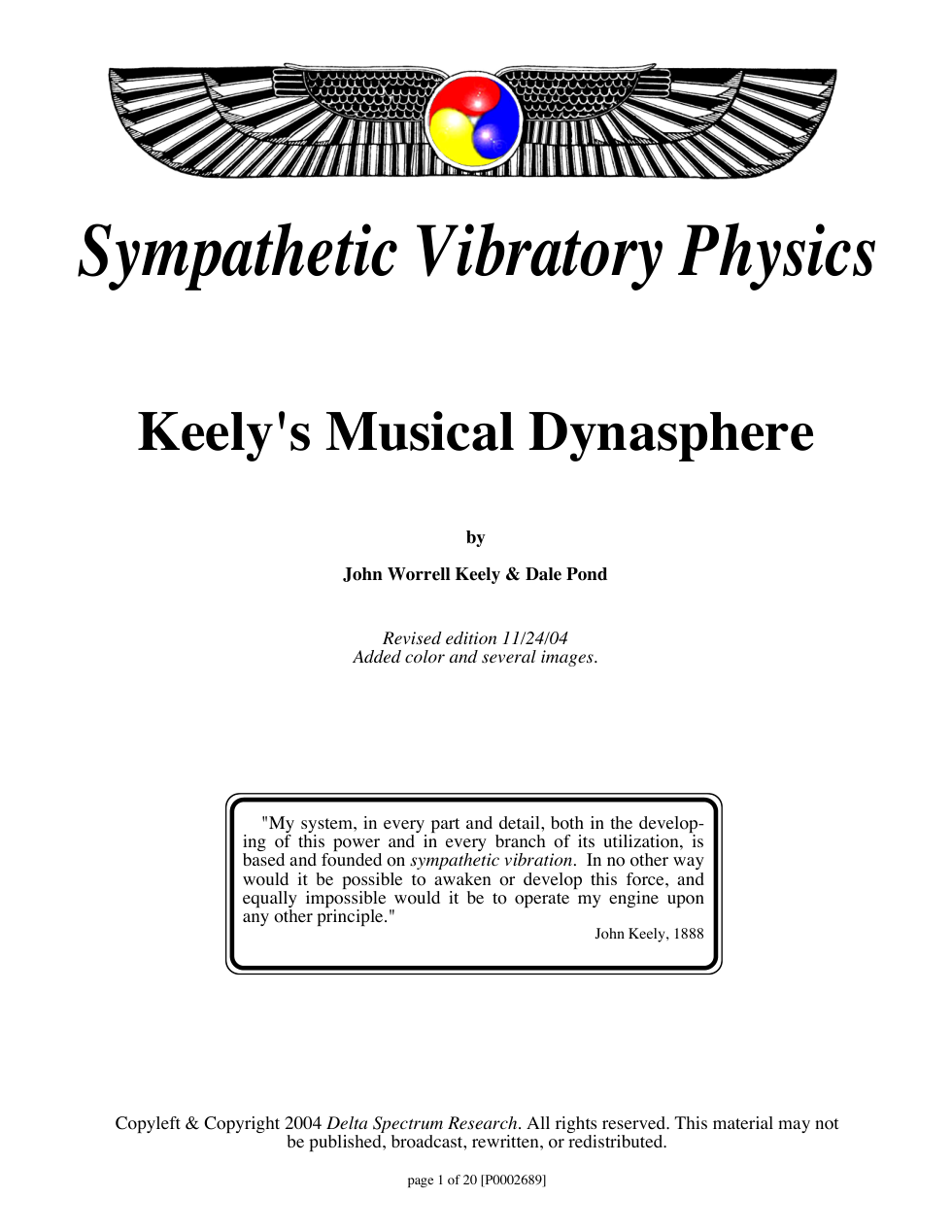 Keely's Musical Dynasphere cover