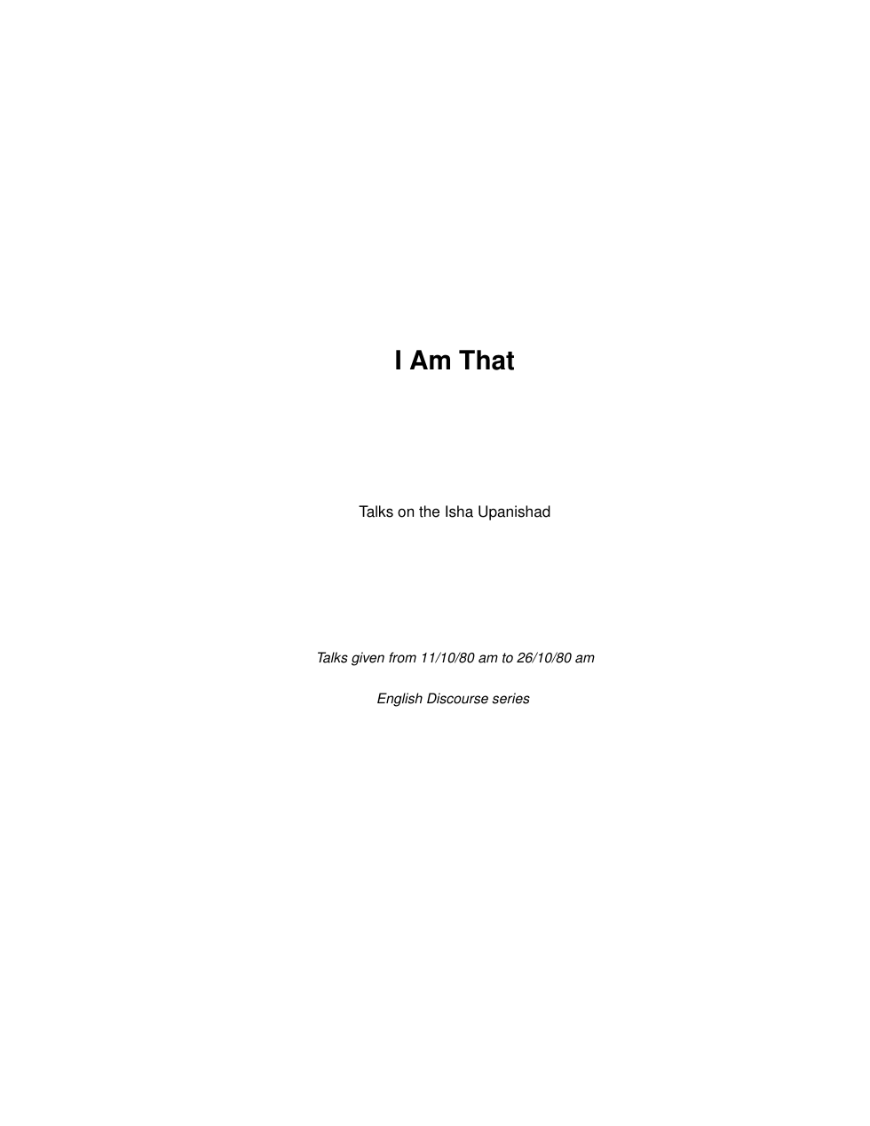 I Am That cover