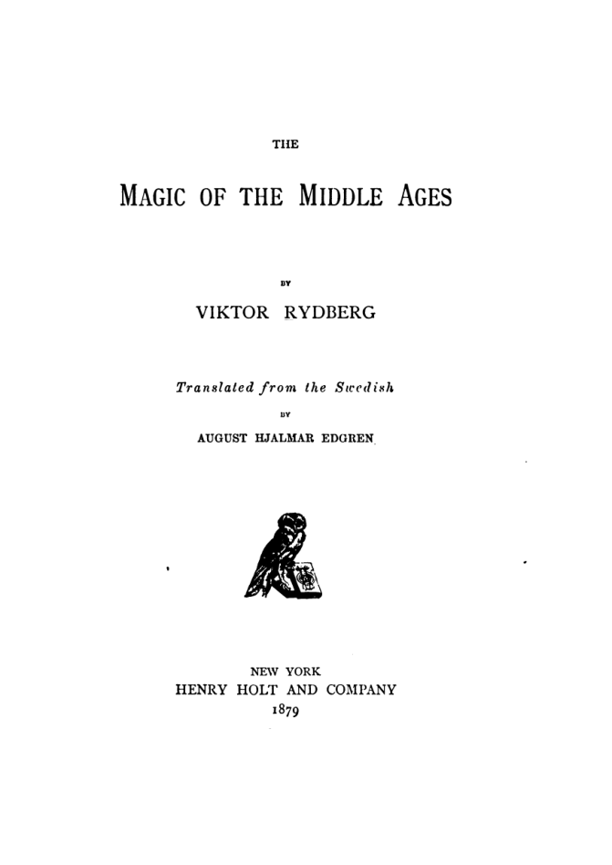 The Magic of the Middle Ages - V Rydberg cover