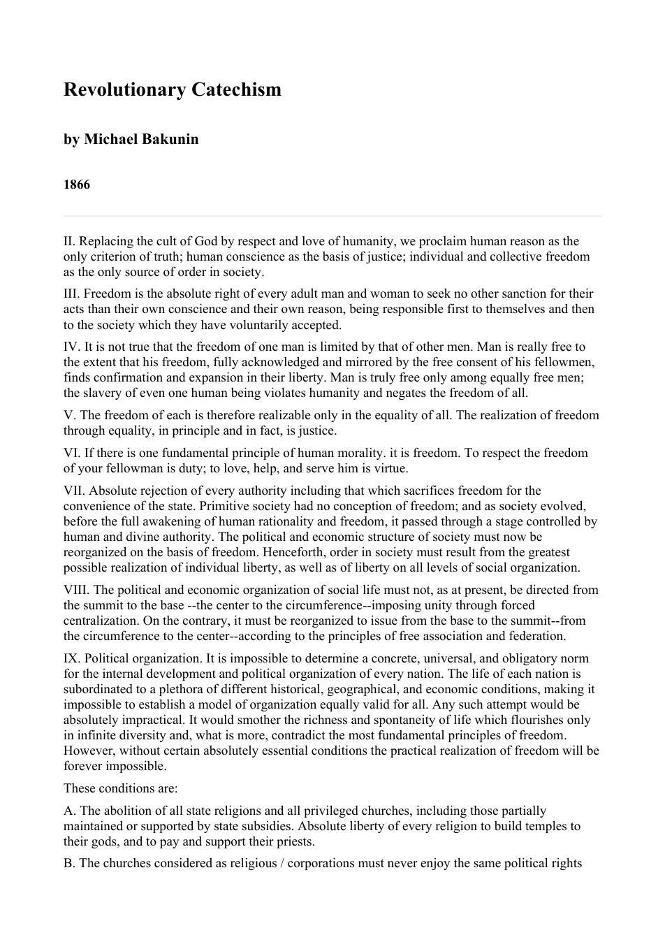 Miikhail Bakunin - Revolutionary Catechism cover