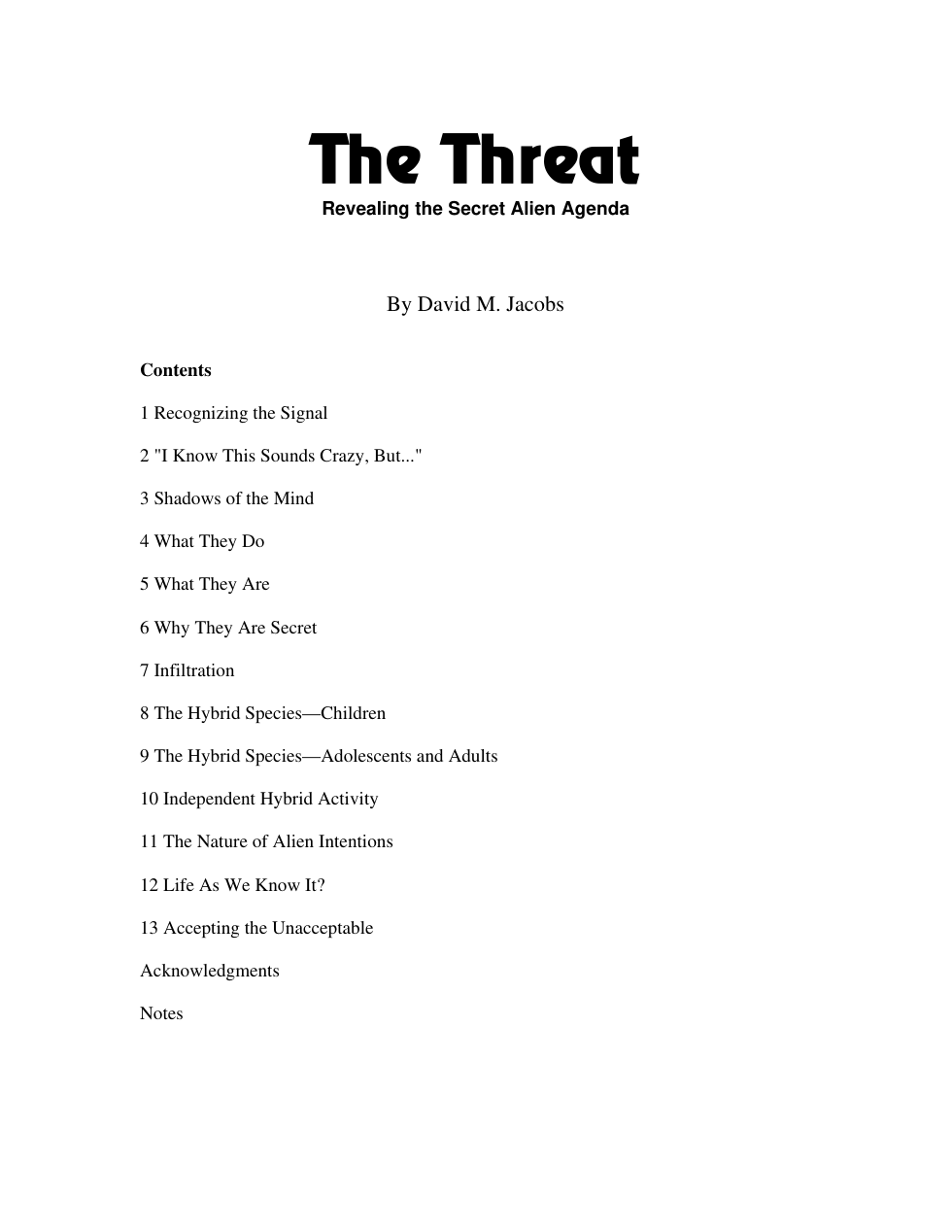 David Jacobs - The Threat cover