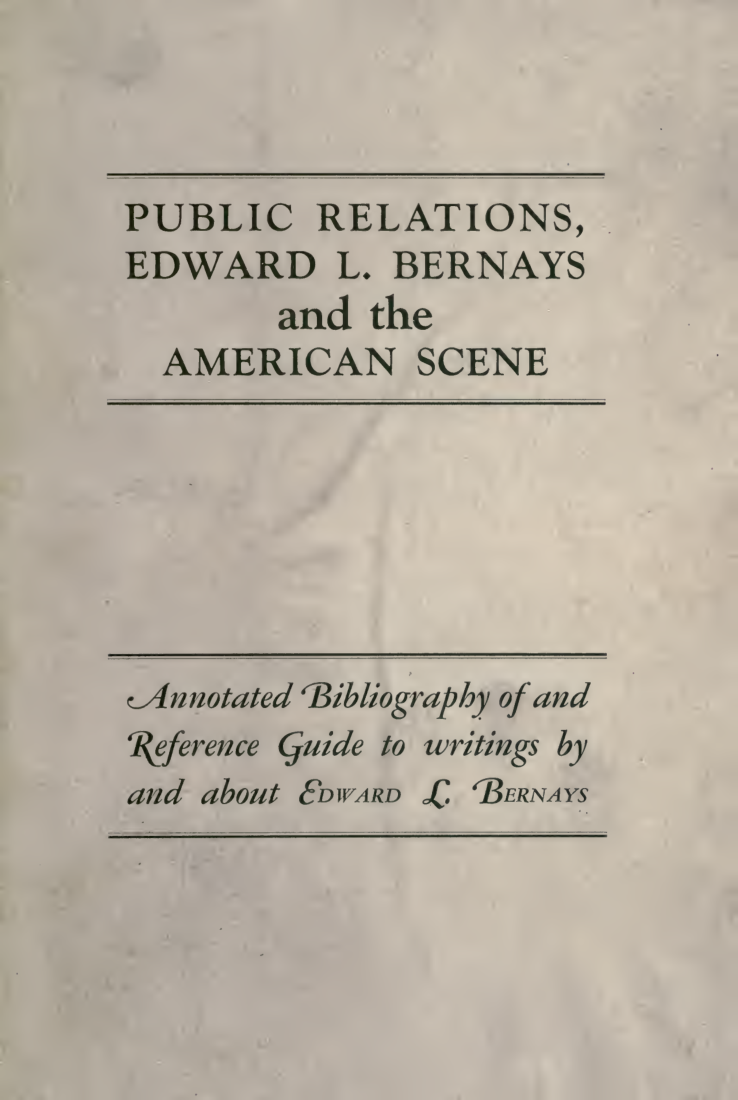 Edward Bernays - Public Relations cover