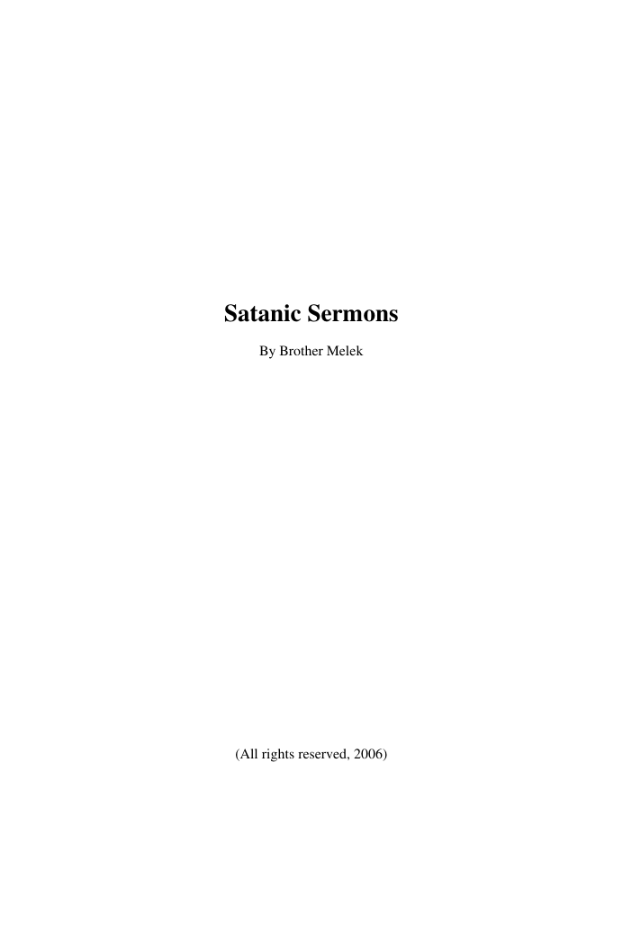 Satanic Sermons by Brother Melek cover