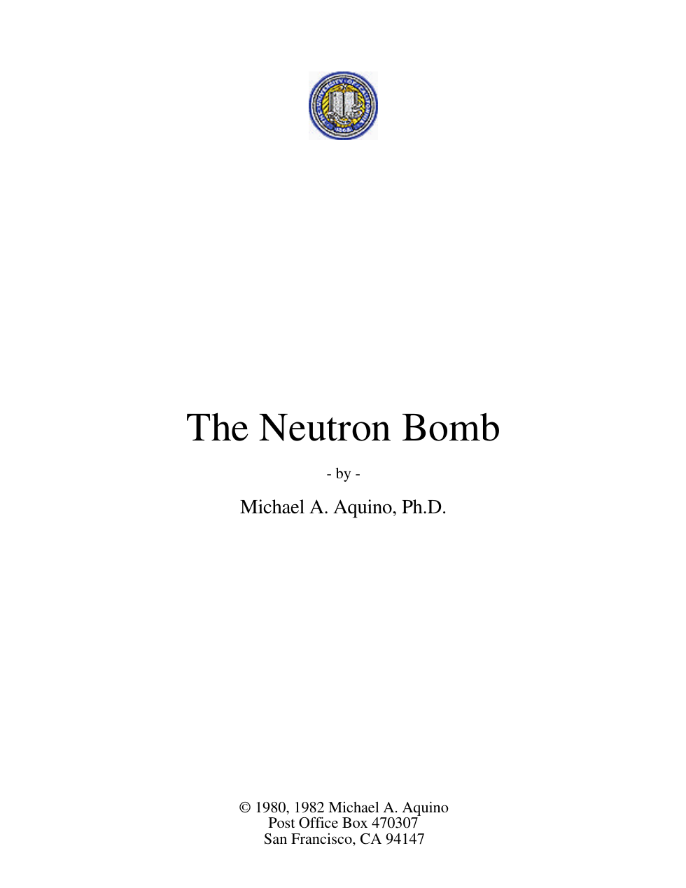 Aquino M A-Neutron Bomb cover