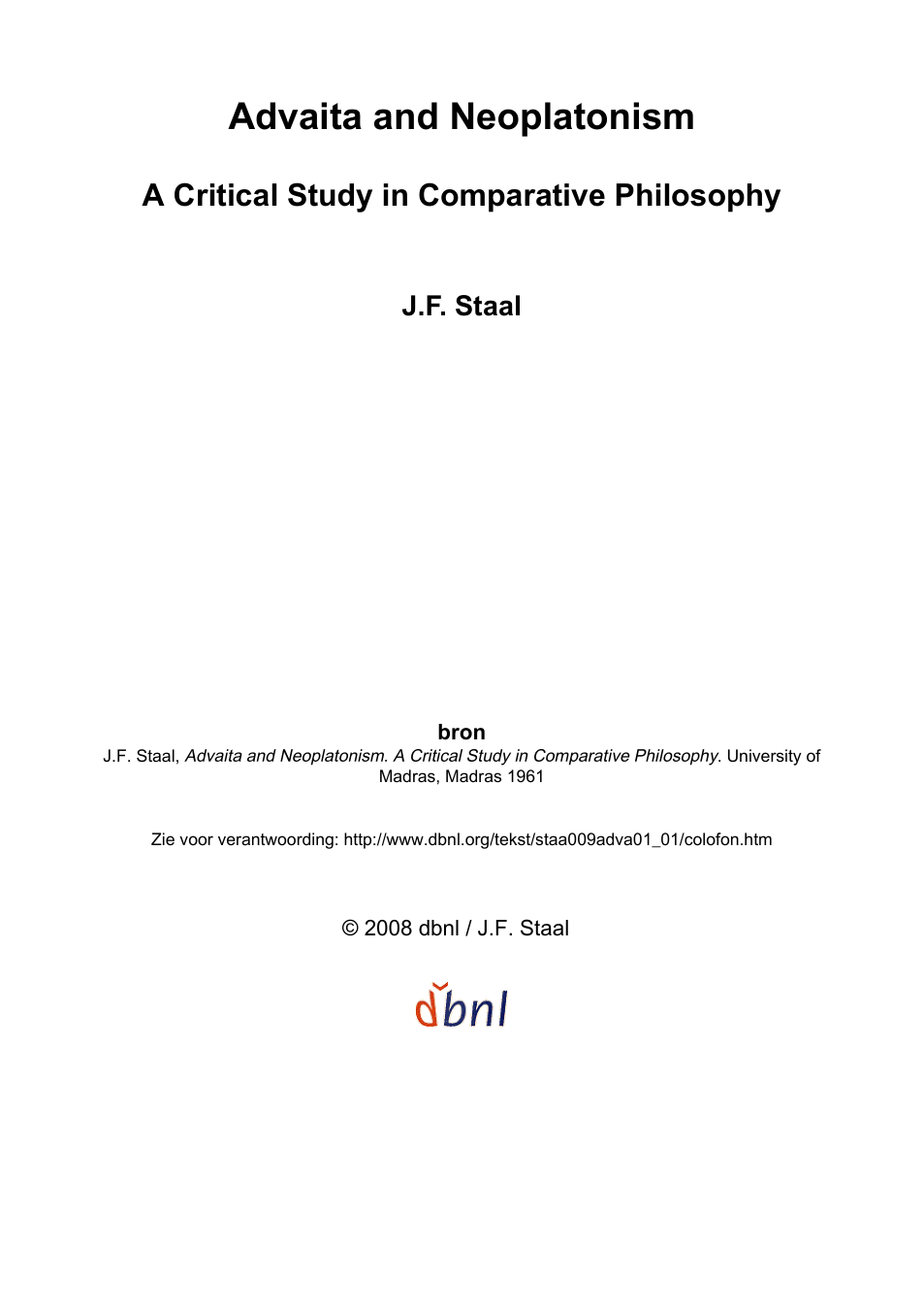 Advaita and Neoplatonism cover