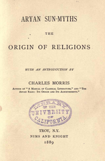 Aryan Sun Myths The Origin Of Religions - S Titcomb cover