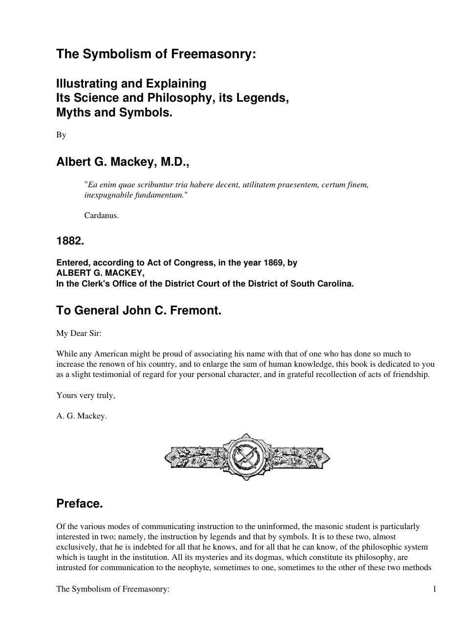 Albert G. Mackey - The Symbolism of Freemasonry cover