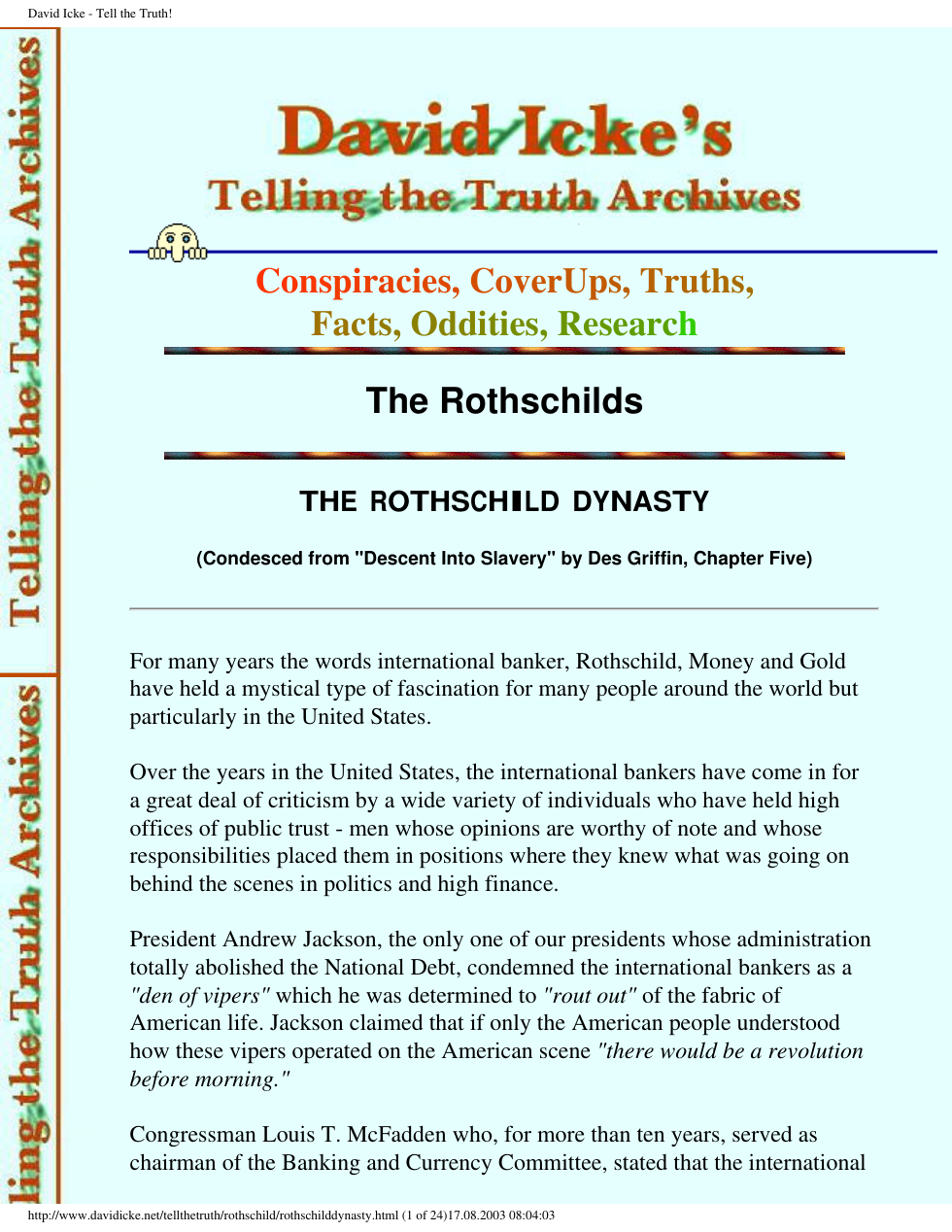 David Icke - The Rothschild Dynasty cover