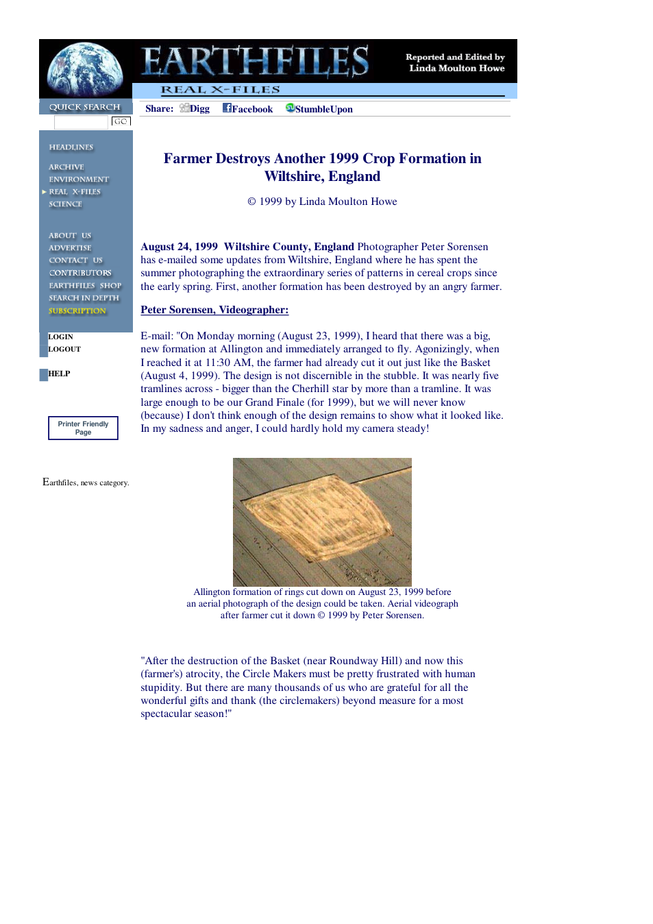08 24 1999 Farmer Destroys Another 1999 Crop Formation in Wiltshire, England cover
