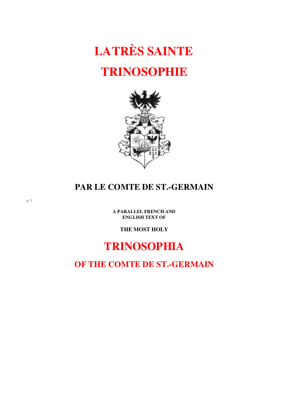 The Most Holy Trinosophia - Comte De St. Germain cover