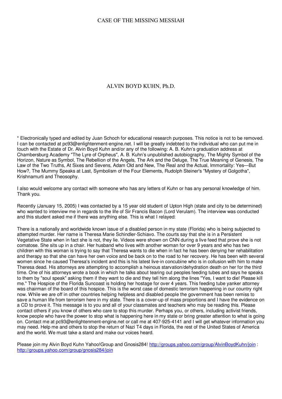 Alvin Boyd Kuhn - Case Of The Missing Messiah cover
