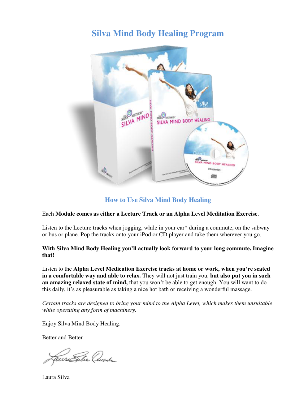 Silva Mind Body Healing Program cover