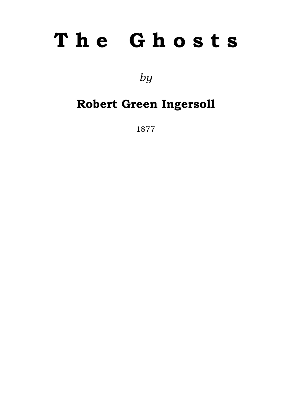 The Ghosts - R Green Ingersoll cover