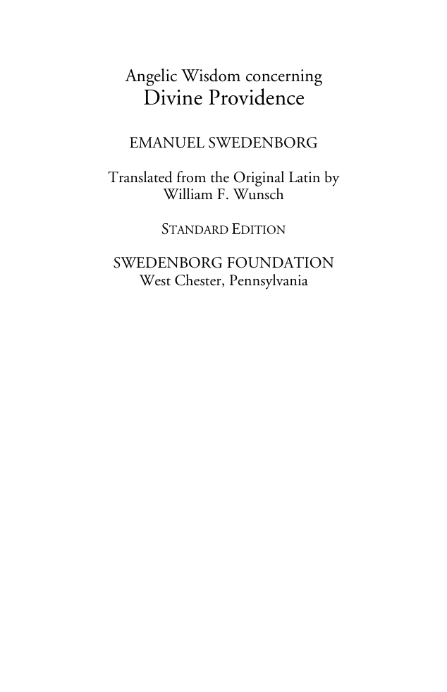 Emanuel Swedenborg - Angelic Wisdom Concerning Divine Providence cover
