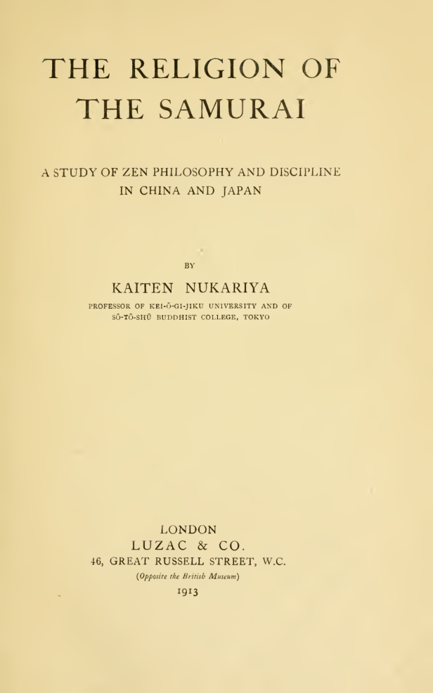 The Religion Of The Samurai - K Nukariya cover