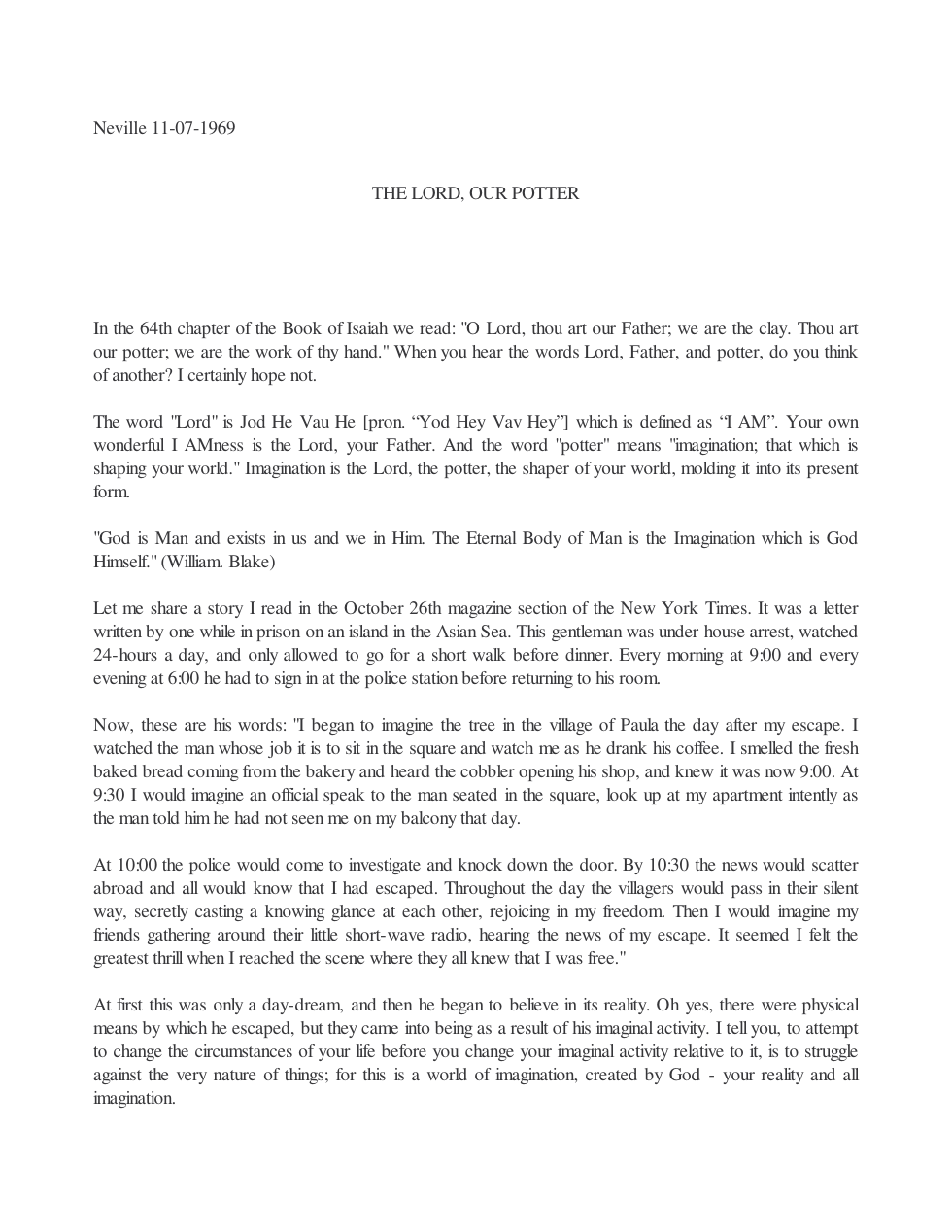 1969.11.07, The Lord Our Potter cover