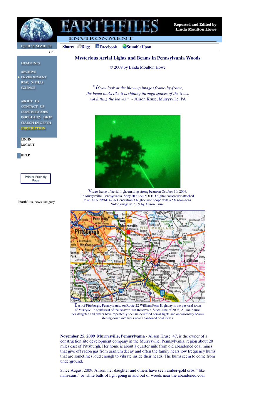 11 25 2009 Mysterious Aerial Lights and Beams in Pennsylvania Woods cover