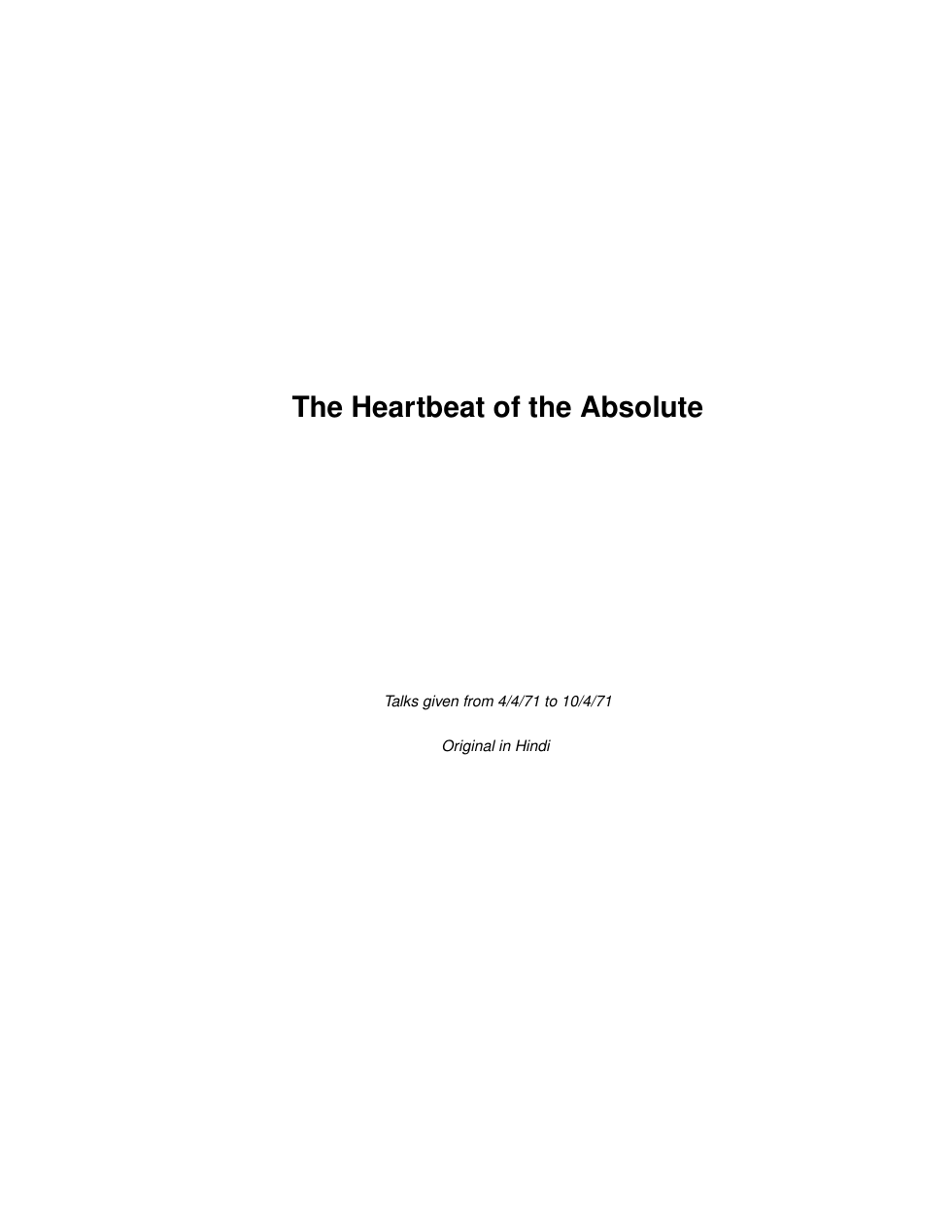 The Heartbeat of the Absolute cover