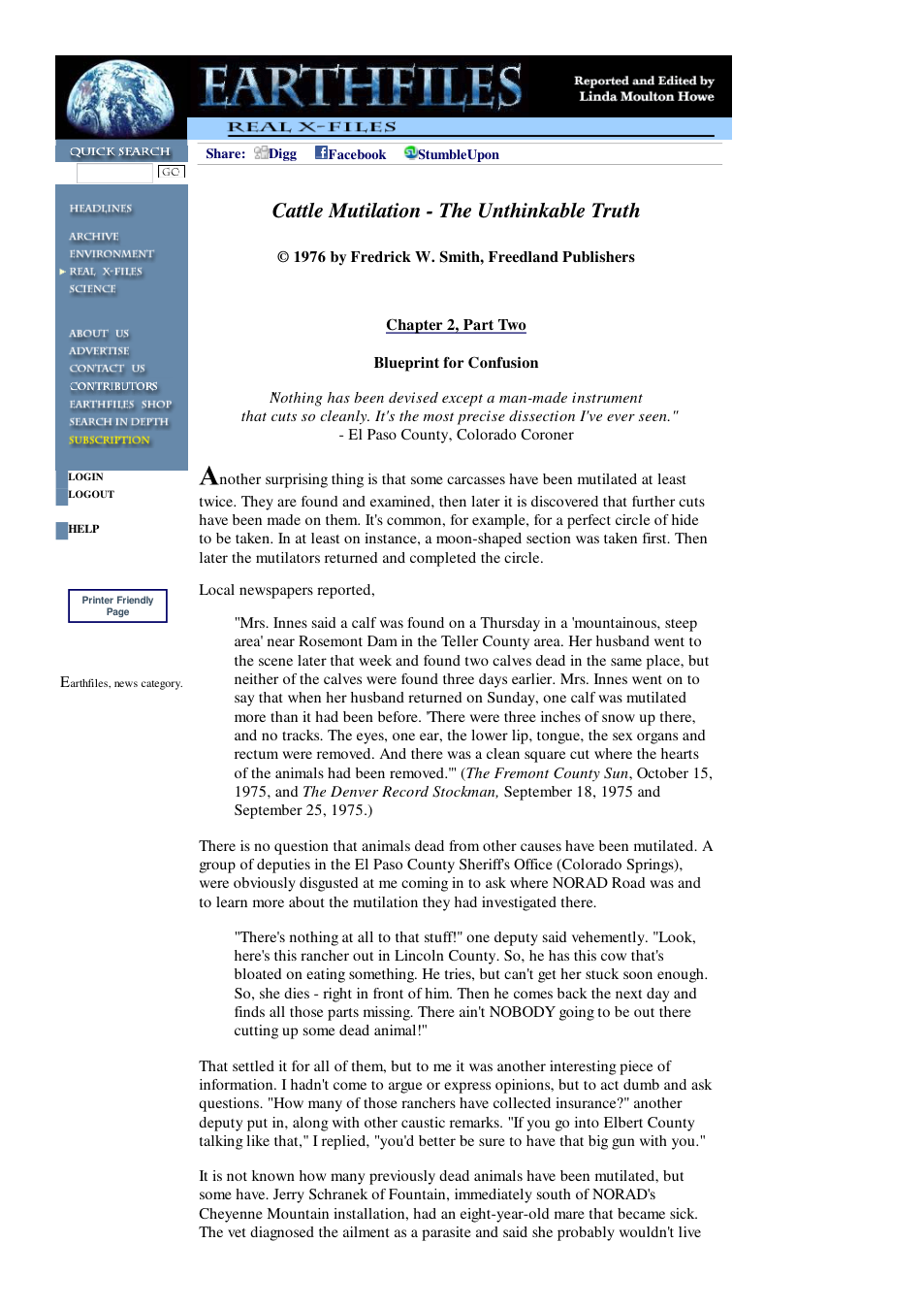 01 05 2003 Cattle Mutilation - The Unthinkable Truth, Chapter 2, Part Two cover
