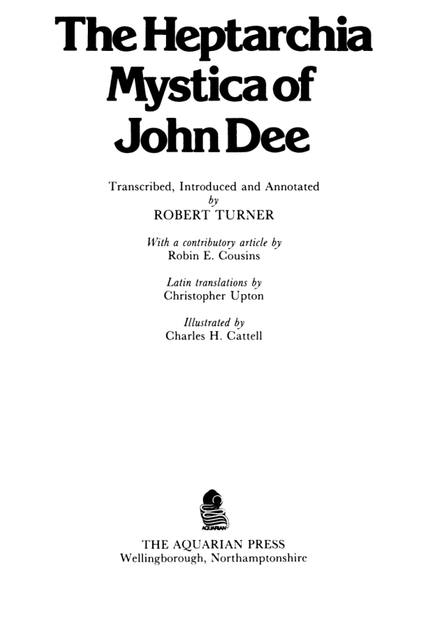 The Heptarchia Mystica of John Dee cover