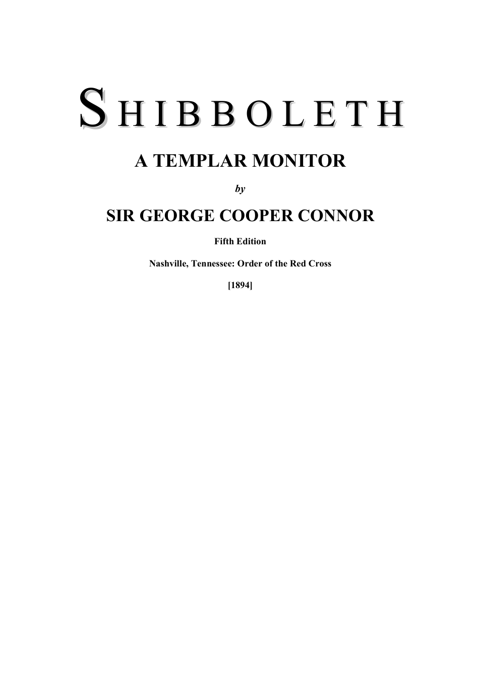 Shibboleth - A Templar Monitor - G Cooper Connor cover