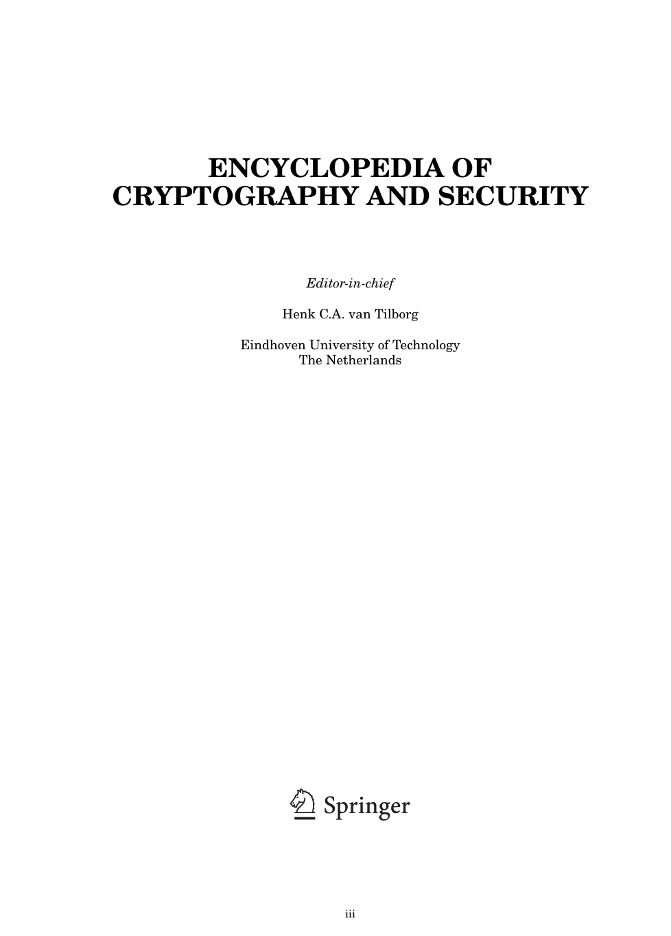 Encyclopedia of Cryptography and Security cover