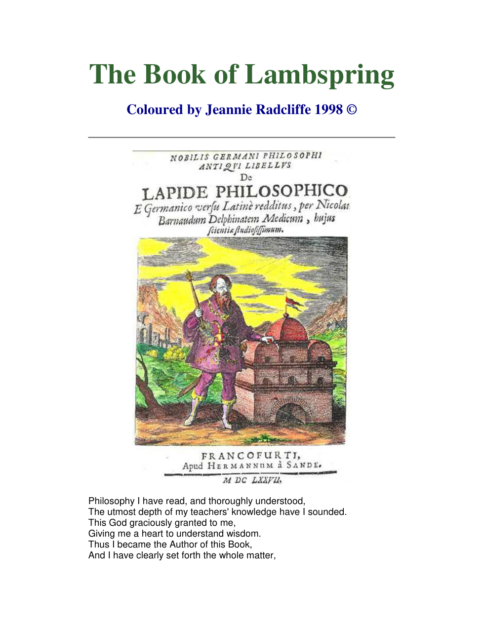 Book of Lambspring - colored cover
