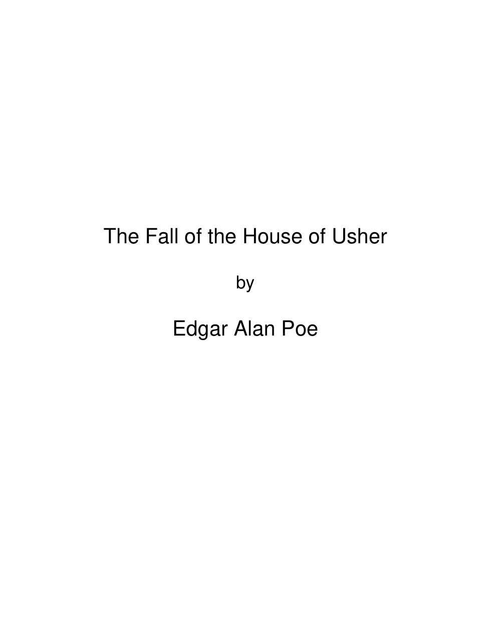 The Fall of the House of Usher by Edgar Allan Poe cover