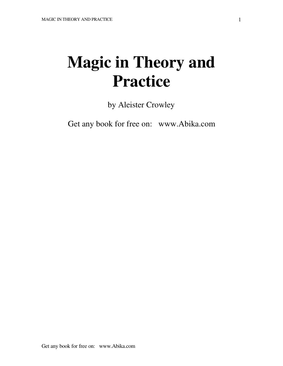 Magic in Theory and Practice cover