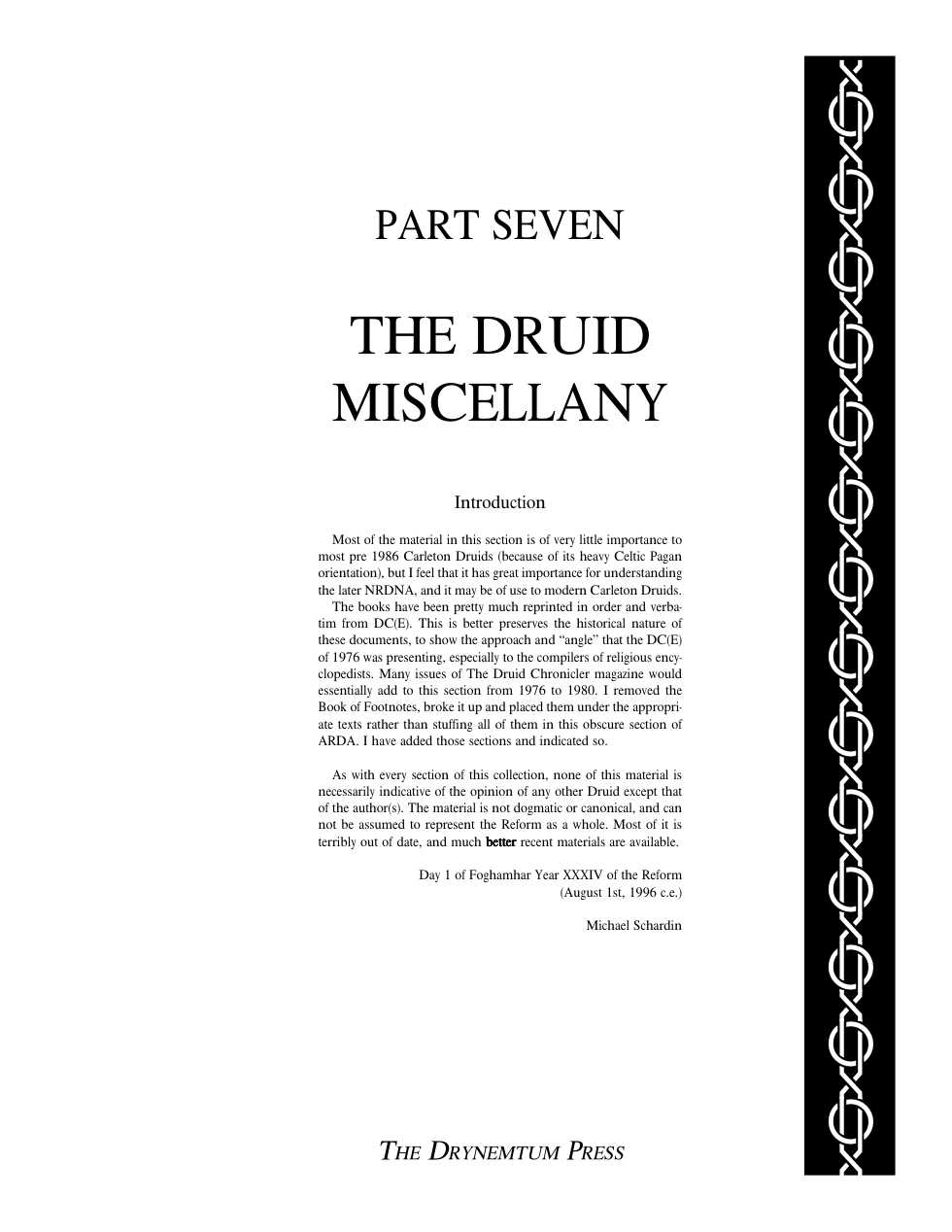 Reformed Druids - Anthology 07 Miscellany cover