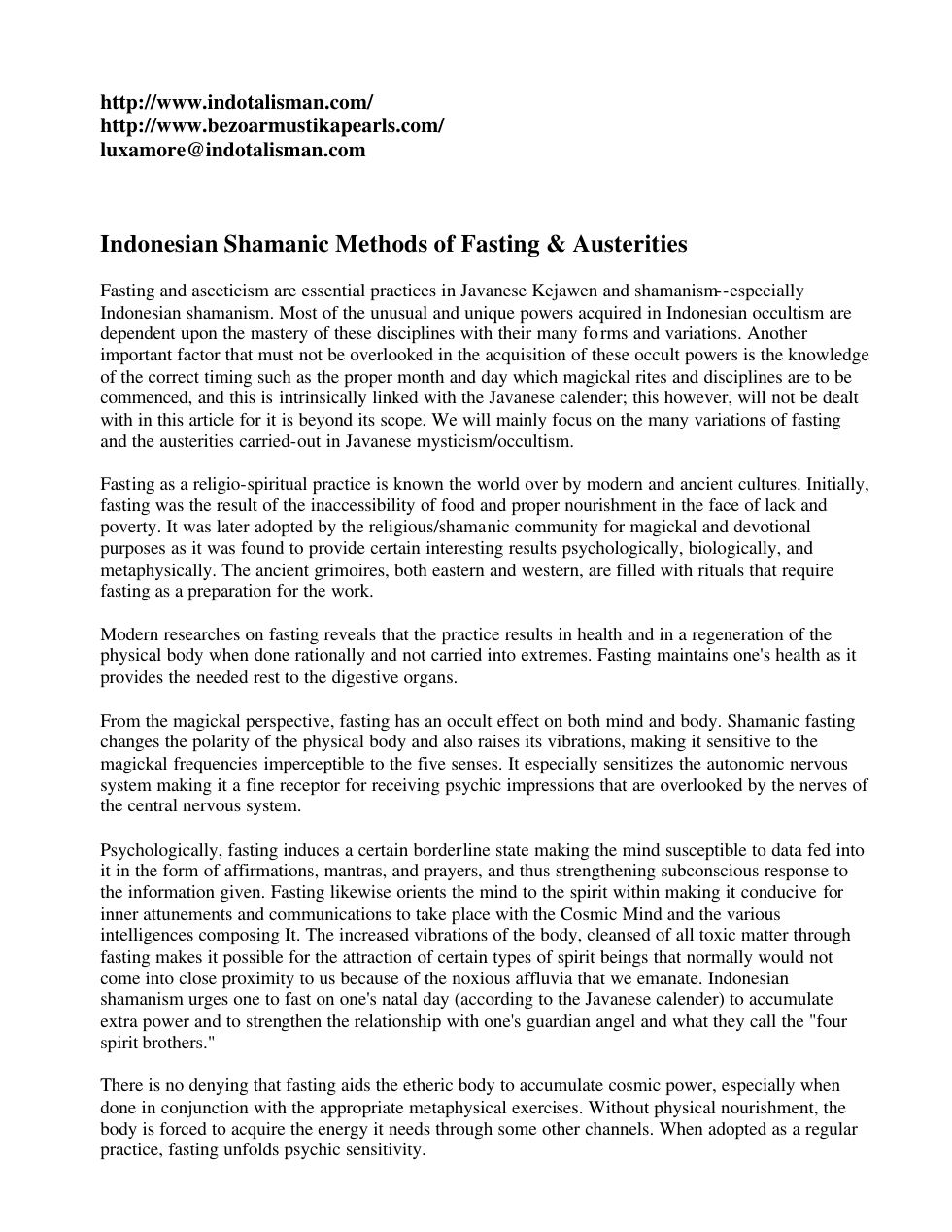 Indonesian Shamanic Methods of Fasting and Austerities cover