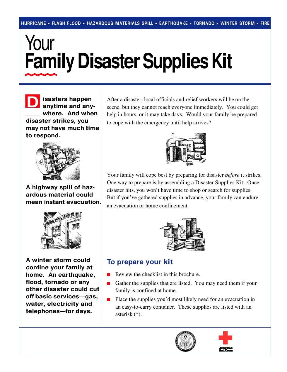 FEMA Family Disaster Supplies Kit 4 pages cover