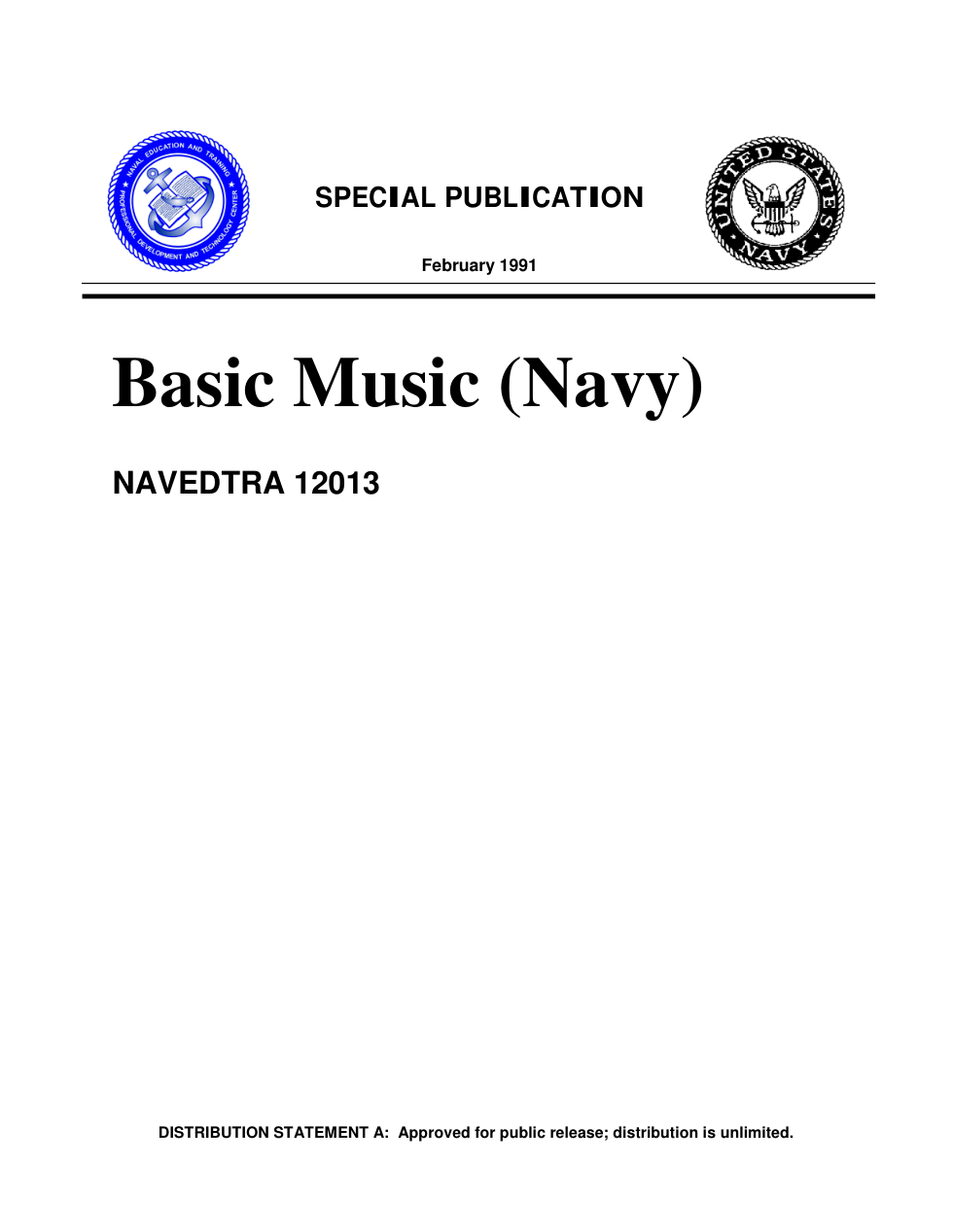 NAVY Basic Music 1991 61 pages cover