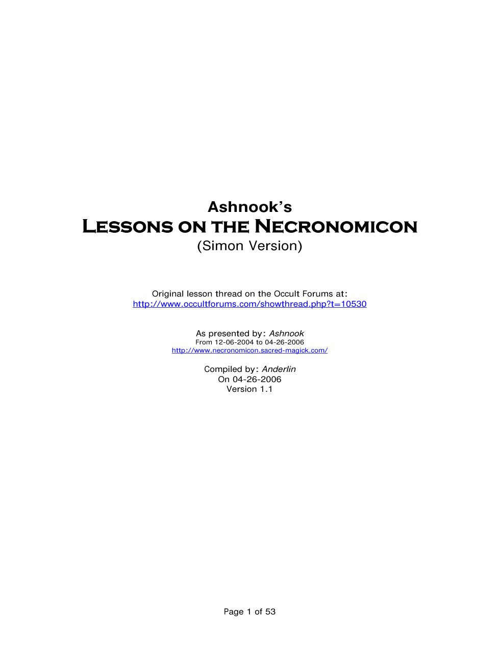Lessons on the Necronomicon cover