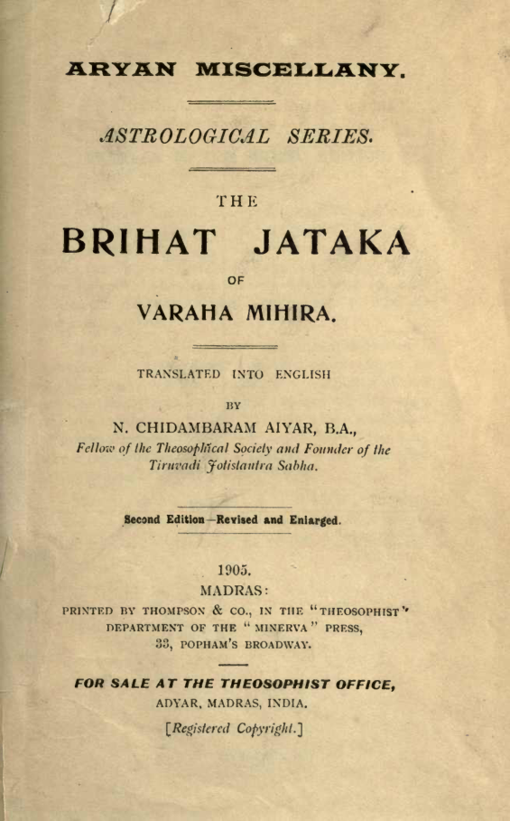 The Brihat Jataka - V Mihava cover
