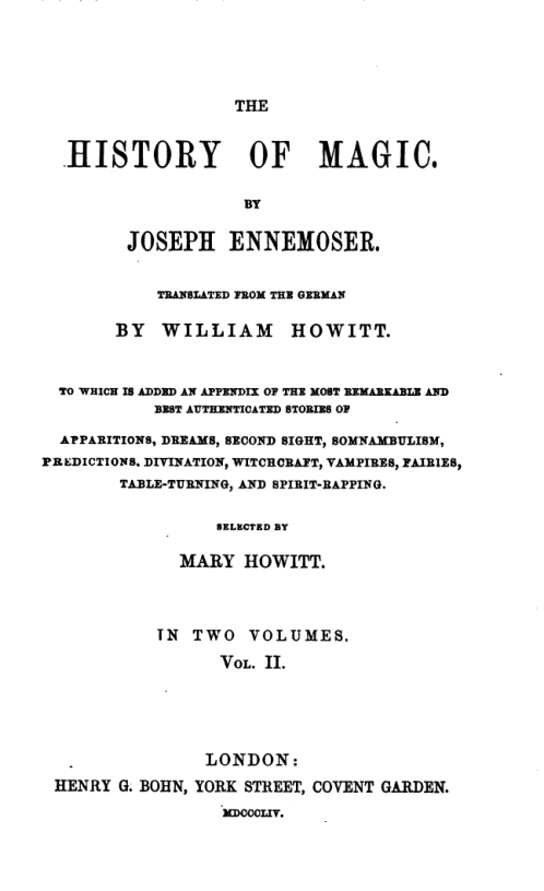 The History Of Magic Vol II - J Ennemoser cover