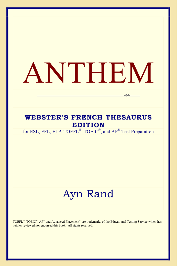 Ayn Rand - Anthem cover