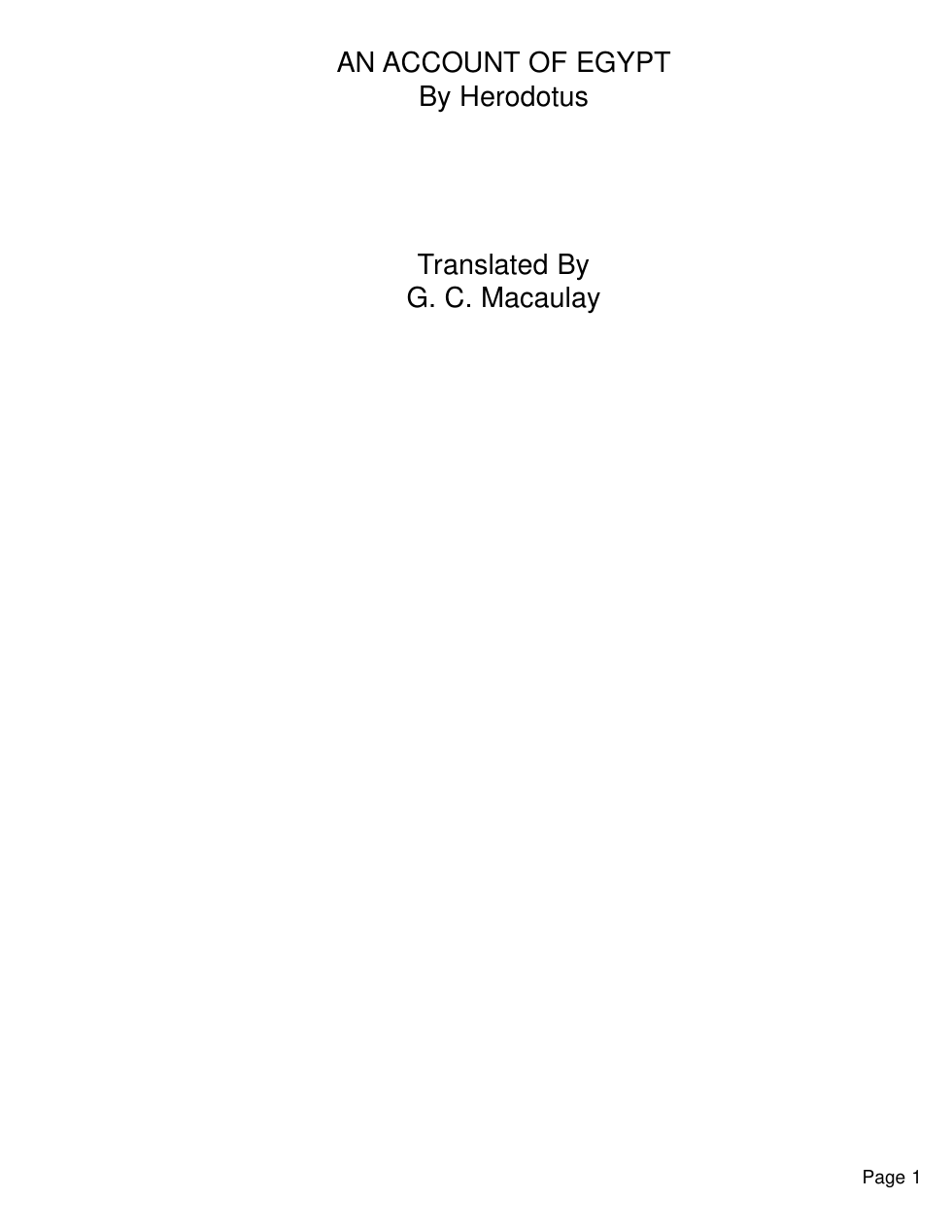 An Account of Egypt by Herodotus translated by G.C. Macaulay cover