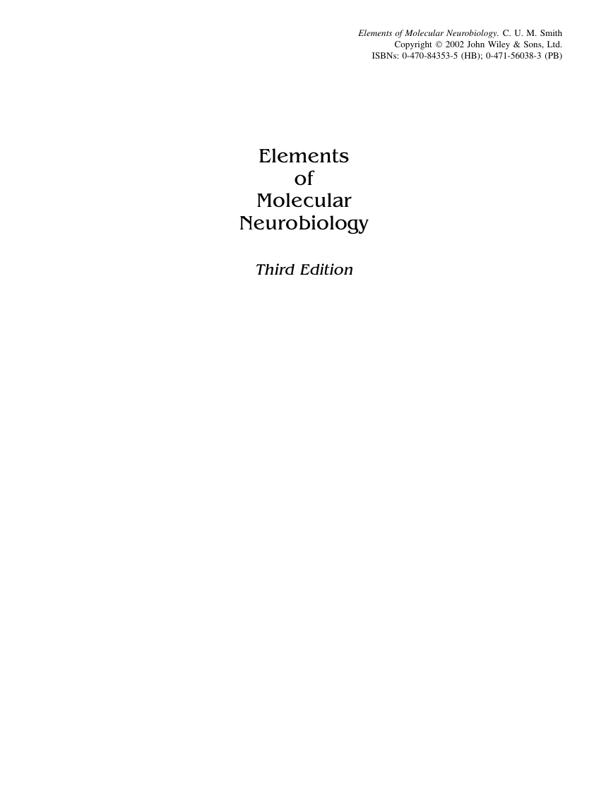 Elements Of Molecular Neurobiology cover