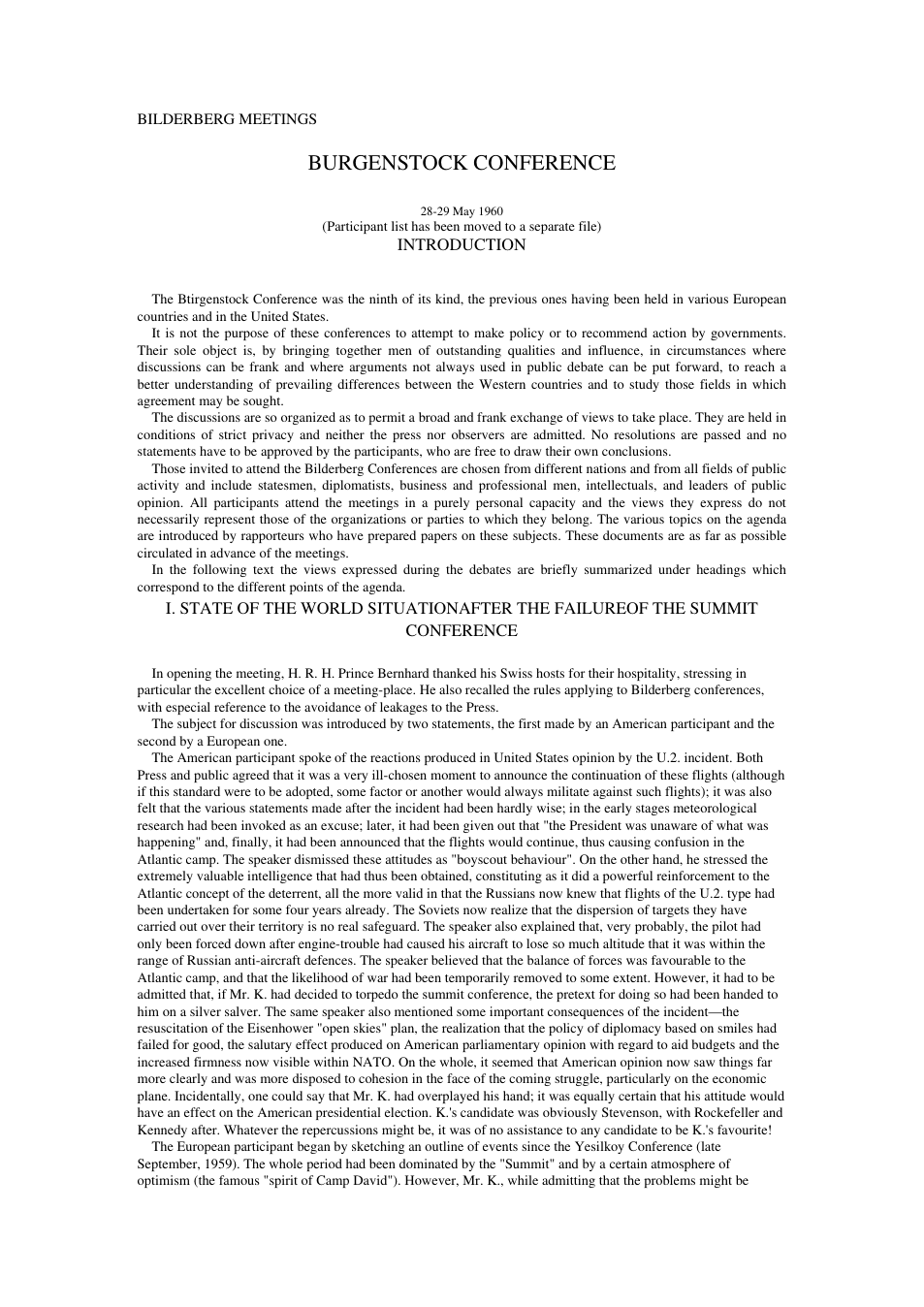 Bilderberg 1960 - Report cover