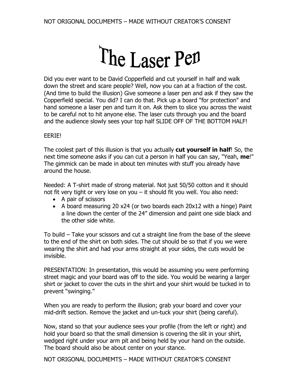 David Copperfield - Laser Pen Illusion cover