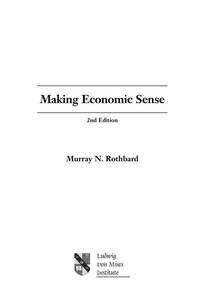 Murray Rothbard - Making Economic Sense cover