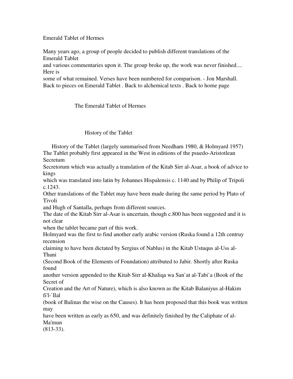 History and Translations of Emerald Tablet cover